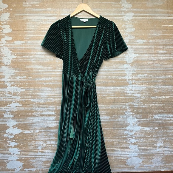 Baltic Born Andi Ribbed Dress Green Bridesmaid Wedding Formal Womens S - Picture 2 of 7